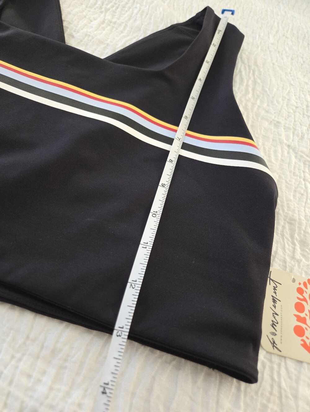 Free People x FP Movement Win Win Sports Bra Striped Logo Black Large NWT $48 - Picture 6 of 10